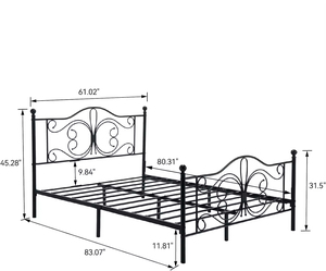 Кровать-платформа Homerich Modern Black из кованого железа, регулируемая, прочная, размер <span class=keywords><strong>Twin</strong></span>, с возможностью выбора цвета, для спальни - Product Image 6