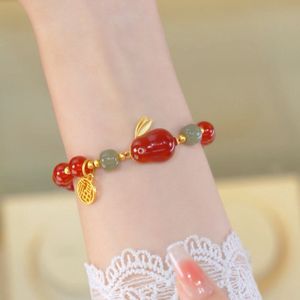 Fashion Imitation Jade <b>Red</b> Rabbit <b>Bracelet</b> Natural Crystal Gemstone Beads Gold Handmade Vintage <b>Red</b> Agate <b>Bracelet</b> - Product Image 1