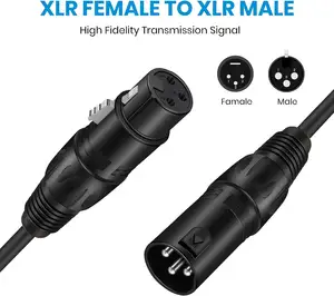 Conector profissional de 3 pinos para microfone Xlr, cabo de áudio balanceado de 3 pinos, cabo Xlr macho para fêmea de alta qualidade, 3m, 5m, 10m, 50m, 100m