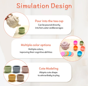 Juguetes Educativos de Cocina para Bebés, Juego de Té de la Tarde de Dibujos Animados, Silicona de Grado Alimenticio, Juguete para Niños Pequeños - Product Image 6