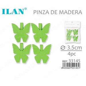 Ilan Mollette in Legno a Forma di Farfalla 3,5cm 4 Pezzi per Fermagli da Abbigliamento - Product Image 1