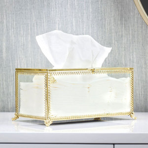 Tissue Box Home Decorative Container Facial Car Holders Cover Metal Mirror Paper Luxury Tissue Box Gold Glass Nordic Clear New