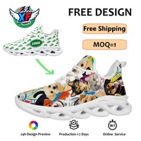 Chaussures de course personnalisées en gros avec imprimé chat et chien mignons, design personnalisé, chaussures de sport décontractées