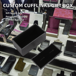 Wholesale Hot Sale Handmade Rectangle Plastic Cufflinks Gift <b>Box</b> with Custom Logo - Product Image 2