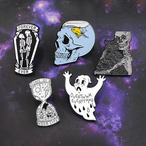 Модные панк призрак череп рыбные чаши песочные часы Хэллоуин Ужасы Эмаль Булавка готические булавки брошь - Product Image 3