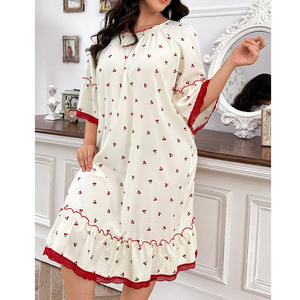 Pigiama <span class=keywords><strong>da</strong></span> donna <span class=keywords><strong>taglie</strong></span> forti SMOOTH, nuovo stile primavera/estate, con bordo in pizzo, <span class=keywords><strong>camicia</strong></span> <span class=keywords><strong>da</strong></span> <span class=keywords><strong>notte</strong></span> con fiori di ciliegio - Product Image 4