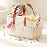 Panier de rangement multifonctionnel en feutre pour couches, avec poches, panier portable pour lingettes de bébé avec séparateurs pour la chambre de bébé et les fêtes prénatales