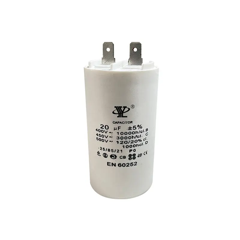 Capacitor de resina epóxi cbb60, cabo de enchimento de 20uf, 400v, 450v, 500v, cabo de capacitor de corrida para aparelhos domésticos