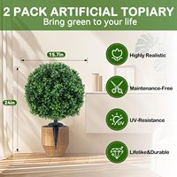 Tanaman Buatan Plastik Boxwood Grosir, Pot Tanaman Dekoratif Indoor Outdoor, Boxwood Simulasi untuk Diletakkan di Tanah