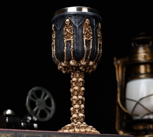 Tùy Chỉnh Halloween Đảng Trang Trí Thép Không Gỉ Rượu Vang Cup Vui Rượu Vang Cốc Thanh Nhựa Skeleton Cầm Tay Hộp Sọ Rượu Vang Cốc - Product Image 3