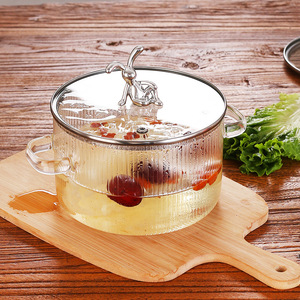 Casserole en verre borosilicate transparent de 1,5 L avec couvercle compatible induction au design moderne pour la cuisine à domicile - Product Image 3