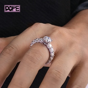 Classic Moissanite Ring 925 Silver 14K <strong>Gold</strong> Plated VVS 2 <strong>Carats</strong> Solitaire Iced Out Prong Women Engagement Wedding Ring - Product Image 2