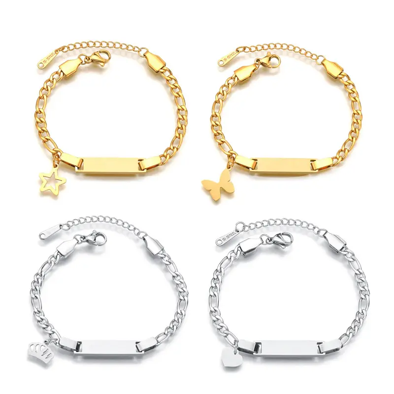Qiuhan ODM Children Jewelry Cute Heart 18K Gold Plated Butterfly Charm Custom Bracelets