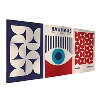 Paket Seni Dinding Cetak Geometris Art Deco Pola Vertikal Bingkai Aluminium Finishing Dapat Dicuci Poster Kanvas yang Dapat Disesuaikan