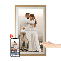 Pro 32 "bingkai foto Digital WiFi, Frameo IPS layar sentuh kayu besar bingkai foto cerdas dapat diputar otomatis