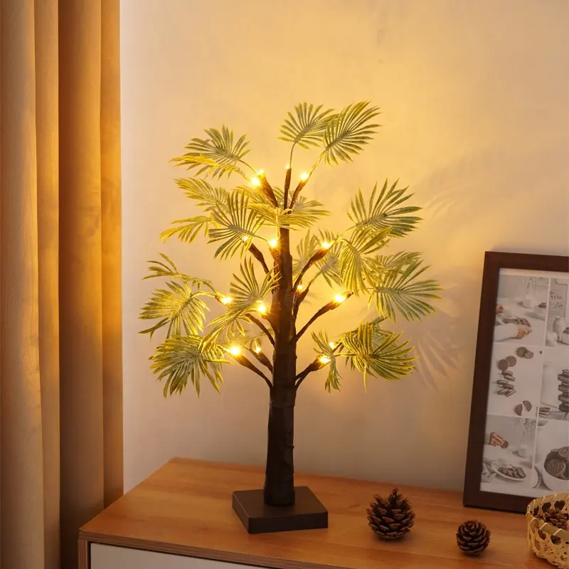 Palme Licht Batterie betriebene künstliche Bonsai Baum lampe 16 LED beleuchtete Palme Tisch Herzstück für Weihnachts dekoration