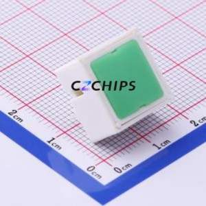 KS5B6160Q-A Push Button Switch Through hole Component (THT) Switch Single Pole Single Throw Square Button Through Hole Green - Product Image 1