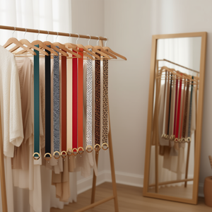 Cintura da Donna in Mezza Acetato e Camoscio con Fibbia Rotonda, Larghezza 7cm, Lunghezza 110cm, Accessorio di Moda - Product Image 2