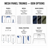 Shorts de bain personnalisés pour hommes avec empiècements latéraux en mesh, respirants, pour le beach-volley, performance OEM, UPF50+, séchage rapide
