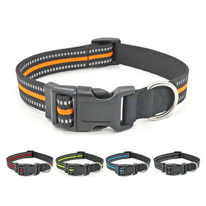 Adjustable Nylon <b>Dog</b> Collar Striped Reflective Buckle Closure All Seasons Simple Style for <b>Dogs</b> - Product Image 2