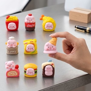 Mini figurines en résine d'animaux et d'aliments mignons (pain, boisson, hamburger, cochon) pour décoration de jardin, aquarium, poupée, décoration de gâteau, bombe de bain, jouet pour enfant - Product Image 1