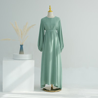 Gaun Maxi Wanita Musim Panas Bahan Viscose Ice Silk Berkerut, Lengan Panjang, Warna Solid, Elegan Kasual, Grosir