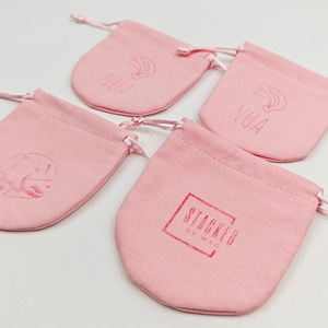 Sac à cordon en microfibre imitation daim rose avec logo personnalisé INFFY, imprimé en sérigraphie, pochette en velours recyclable de haute qualité, 30x40cm - Product Image 4