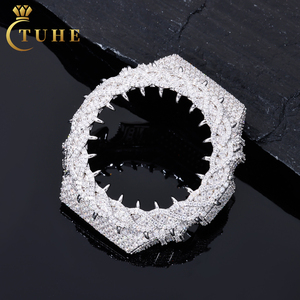 Pièces et accessoires de montre pour <span class=keywords><strong>GA2100</strong></span> : Lunette de montre plaquée or en argent sterling 925, sertie de diamants (testeur inclus), style Buss Down Thorn - Product Image 1