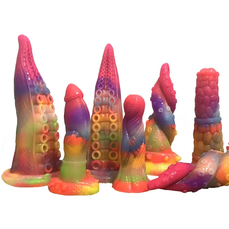Gode Animal lumineux en Silicone liquide coloré Plug Anal jouets sexuels lueur dans le noir Alien gode pour femmes hommes