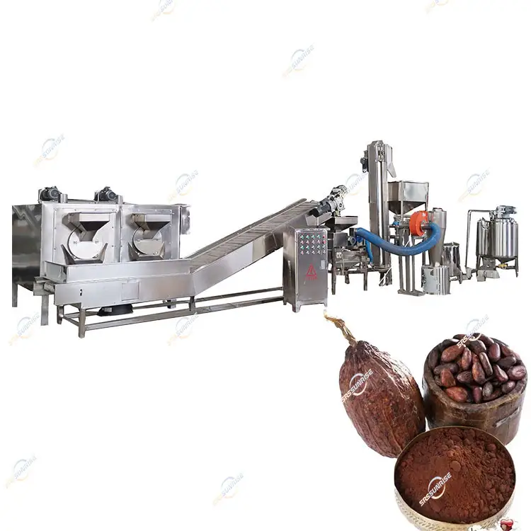 Máquina de procesamiento Industrial de granos de Cacao, máquina de equipo de mantequilla, licor, polvo, línea de producción