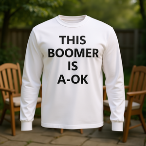 T-shirt a maniche lunghe con scritta divertente e ironica: This Boomer Is A-OK - Product Image 3