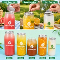 Boîtes en plastique PET transparentes avec logo personnalisé et anneau de traction à motifs, fabricant de canettes de soda faciles à ouvrir