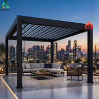 Pergola Bioclimatique Moderne ANCSEM à Toit Lamellé Électrique, Étanche, en Aluminium, avec Capteur de Pluie, pour Aménagement Paysager d'Hôtels Modernes