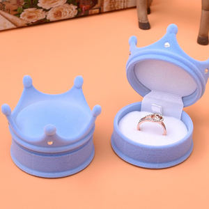 Kotak perhiasan cincin mahkota, kotak perhiasan, tampilan hadiah Valentine mahkota beludru - Product Image 2