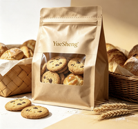 Sachet de boulangerie en papier kraft avec fenêtre transparente, fermeture éclair refermable, qualité alimentaire et résistant à la graisse, pour pâtisseries et biscuits, vente en gros, OEM