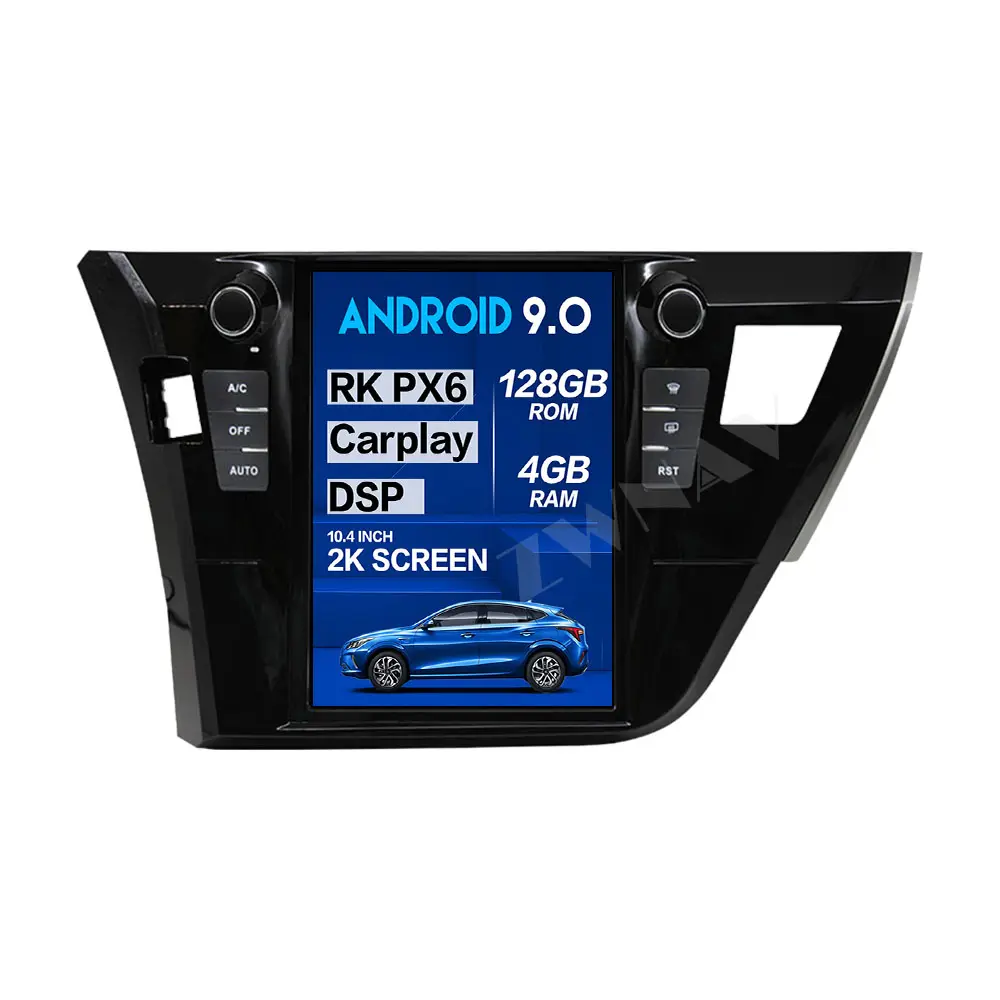 128 GO Tesla Grand Écran Pour Toyota Corolla 2014 2015 2016 Android 9.0 Voiture Lecteur Multimédia GPS Navi Audio Automatique Radio Stéréo Unité