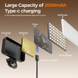 Luz de Video LED con Clip, Luz de Relleno Portátil Recargable con Brillo Ajustable, Perfecta para Teléfono, Laptop, Selfies - Product Image 3