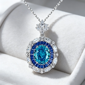 FYXL1151 Lujoso Colgante Individual Corazón del Océano Azul de Moda, Plata 925 con Circonita, Cadena de Caja, Regalo de Boda y Fiesta de Tendencia - Product Image 2