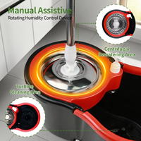 360 °   Ensemble de serpillière rotative avec seau et 2 têtes de rechange en microfibre pour le nettoyage domestique