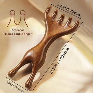 Peigne en bois personnalisé avec logo, peigne manuel en bois de santal à cinq griffes, peigne Gua Sha pour massage du visage - Product Image 4