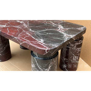 Multi Scene Use of Living Room Apartment Black Red <b>Marble</b> <b>Coffee</b> <b>Table</b> Rectangle Curve Natural Stone <b>Table</b> Red <b>Marble</b> <b>Coffee</b> Tab - Product Image 3