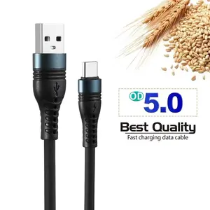 热销usb c充电电缆usb2.0微型usb电缆3a软硅胶usb a至c型快速充电电缆