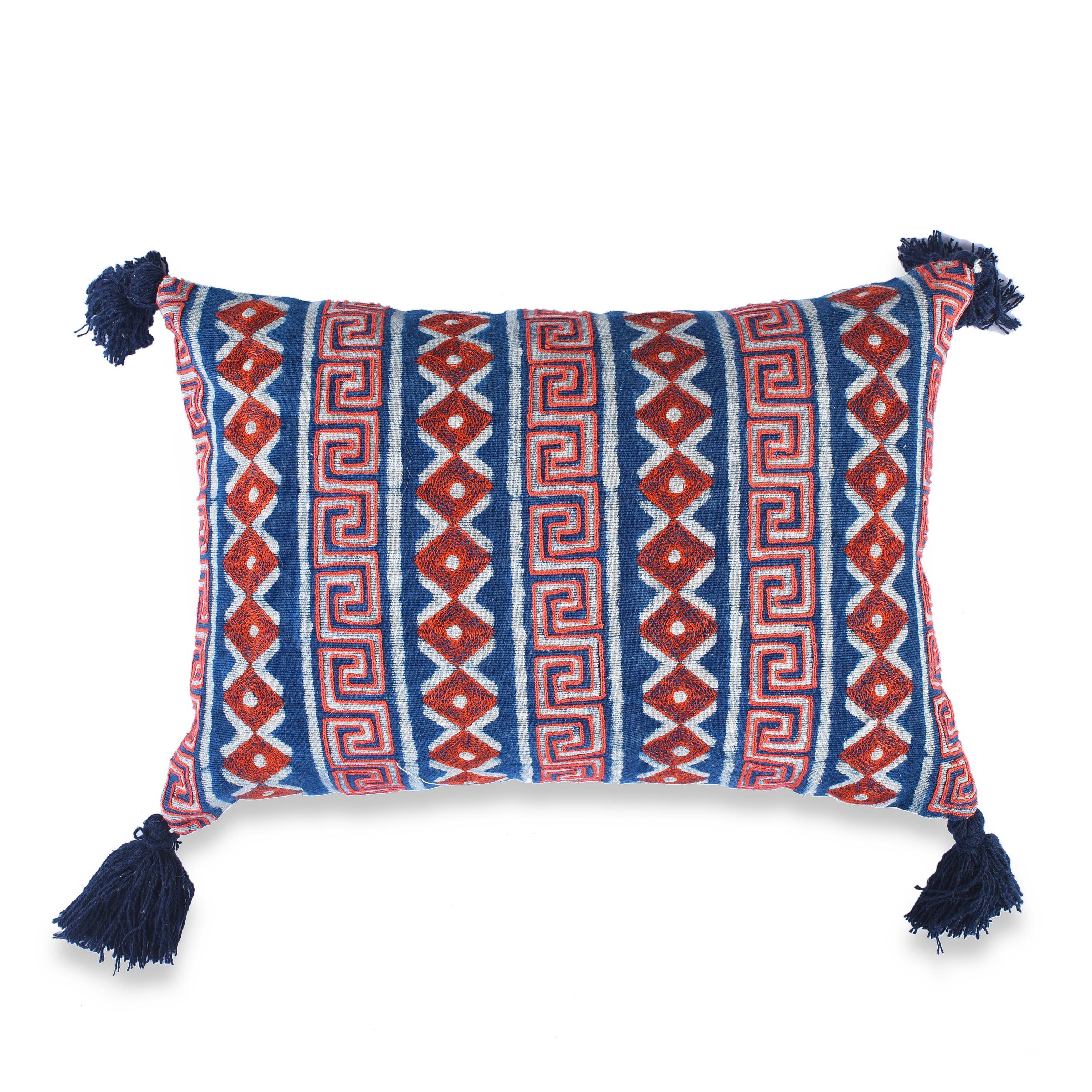 Indigo Blue, White and Orange