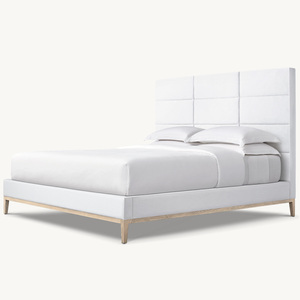Rhoohill Lit King Size Personnalisable Style Américain Moderne avec Cadre en Bois Massif, Design de Meubles de Chambre, Lits Rembourrés en Lin, Base en Chêne - Product Image 2