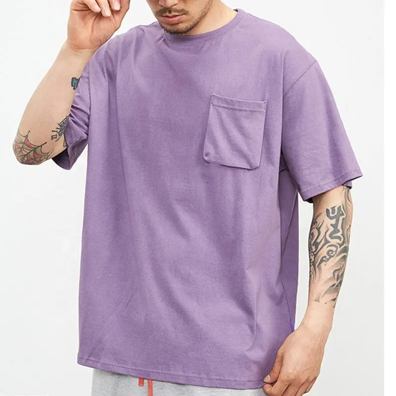 low price 100% soft cotton custom pocket short sleeve for men high quality fashion casual tees with pocket oversized t shirt