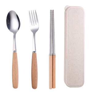Portable Stainless Steel Flatware Set With Wooden Handles For <b>Travel</b> Minimalist Design Kitchenware Table decor Home Decor - Product Image 1