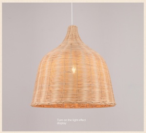<b>Rattan</b> Woven Pendant Light Natural Handmade Ceiling Pendant Lighting Chandelier Hanging Bell <b>Lantern</b> Lampshade Home Decoration - Product Image 2