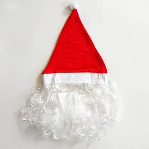 Рождественский праздничный поставщик, шляпы Санта-Клауса с бородой, индивидуальный дизайн/цвет/узор, рождественские шляпы Санта-Клауса
