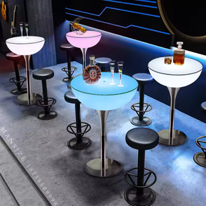 Bàn ghế ngoài trời chống nước có đèn LED, bàn bar nhựa có đèn LED, bàn <span class=keywords><strong>cocktail</strong></span> in logo tùy chỉnh cho quán bar tiệc tùng - Product Image 2