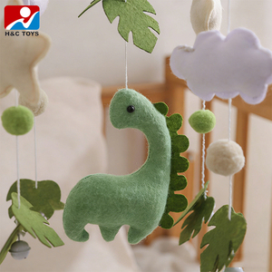 Handmade Felt <strong>Dinosaur</strong> Baby Crib Mobile with Leaves &amp; Stars, Cute Brachiosaurus <strong>Nursery</strong> Hanging Mobile, Soft Felt Dino Mobile - Product Image 6